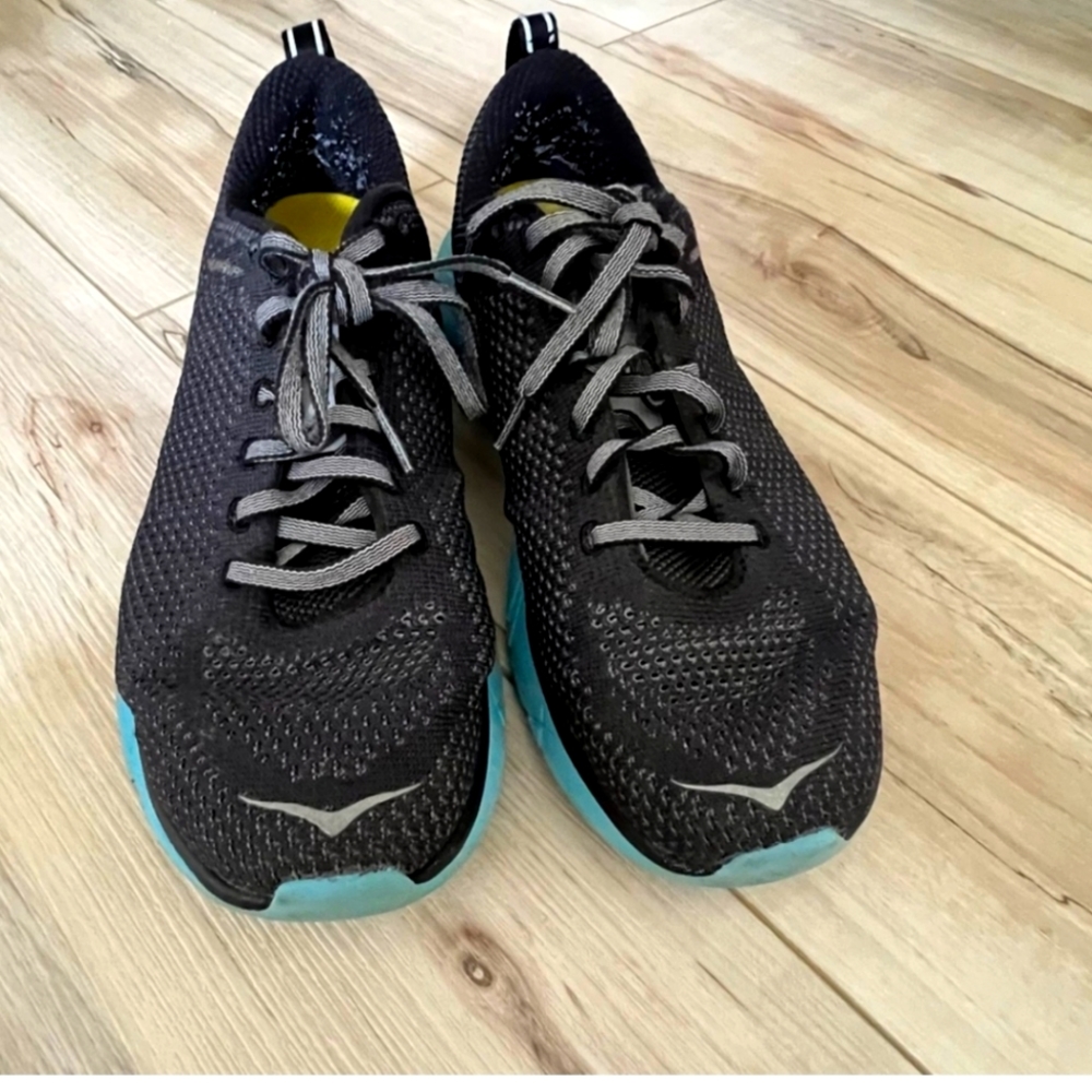 Hoka One Womens Hupana 2 Running Tennis Shoes Black Blue Topaz 1019573 Size 9.5